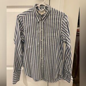 Nili Lotan navy/white striped button down